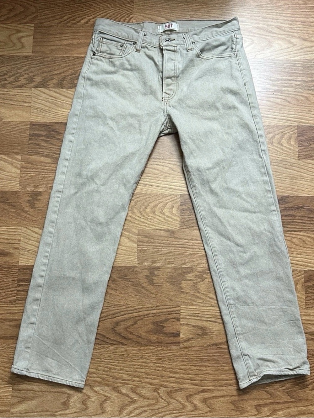 Levi's 501 light tan straight-leg jeans